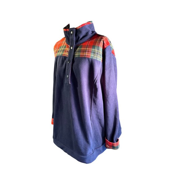 Crown and Ivy Navy Blue with Plaid 1/4 Zip Sweater Women Size 2X - Picture 15 of 16